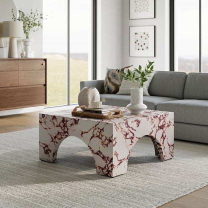 Valen Coffee Table in Red Marble