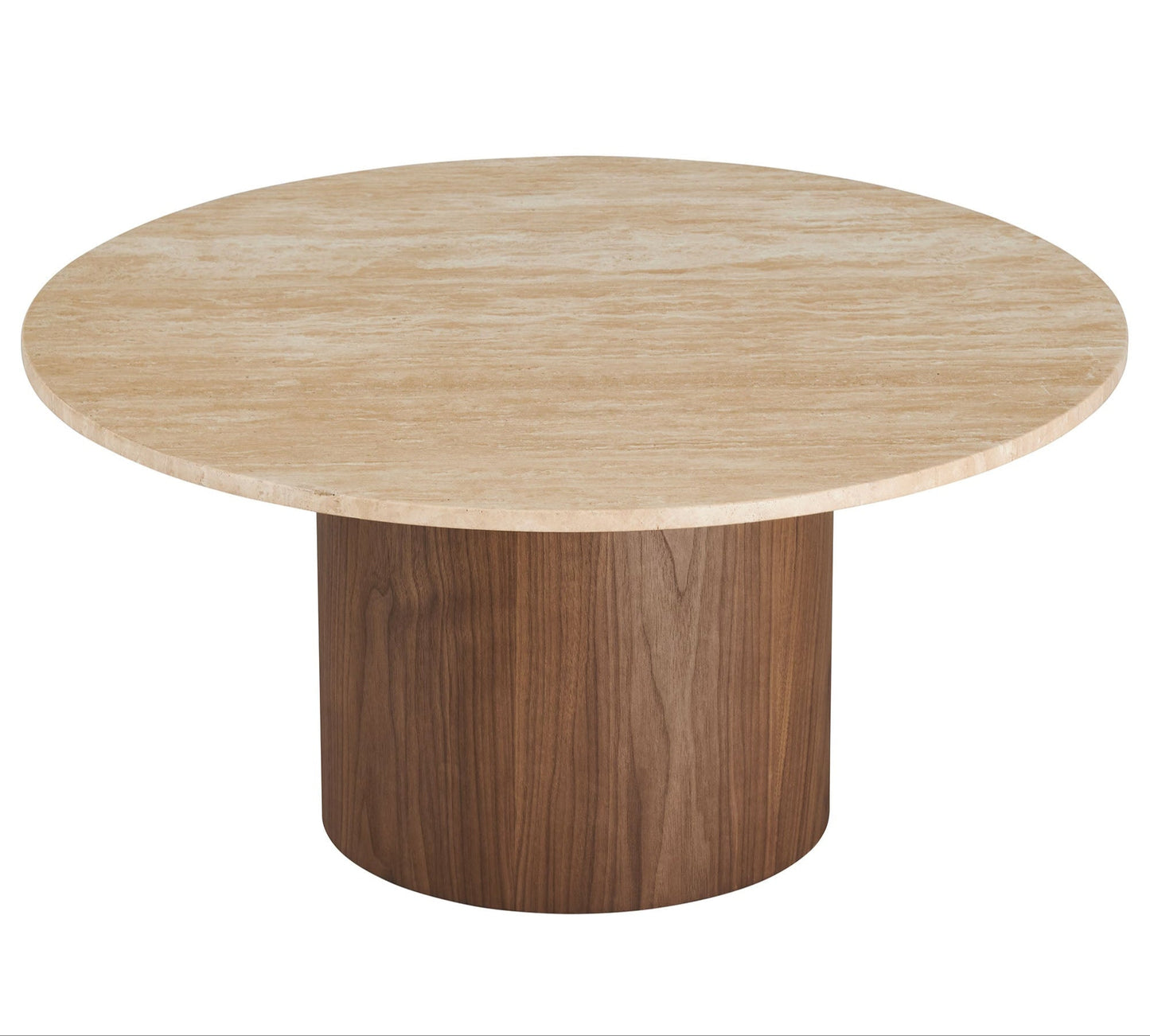 Kioni Travertine Coffee Table in Walnut