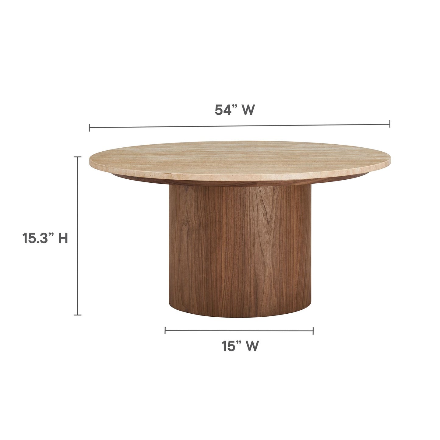 Kioni Travertine Coffee Table in Walnut