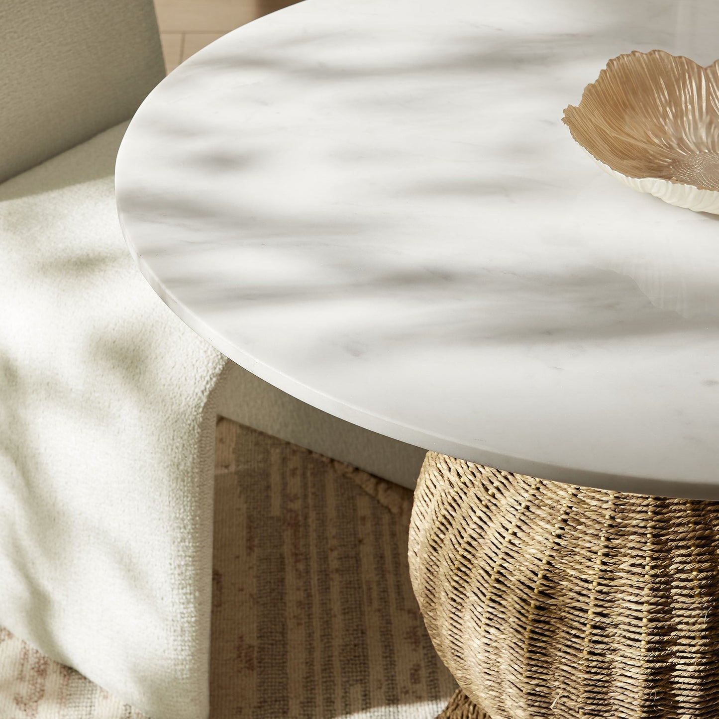 Zale Marble & Seagrass Dining Table