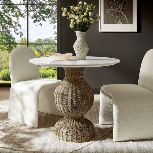 Zale Marble & Seagrass Dining Table