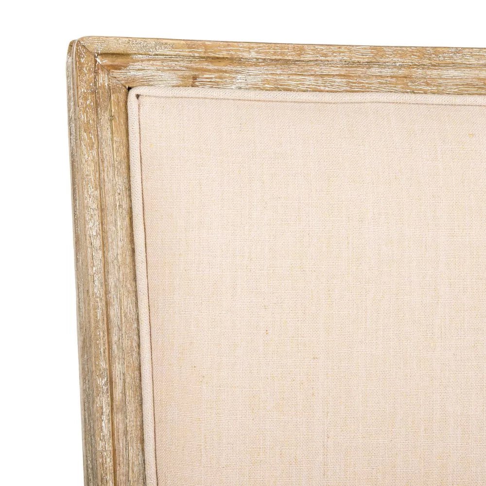 Buchanan Set of 2 Rustic Oak Bar Stools – Beige Linen