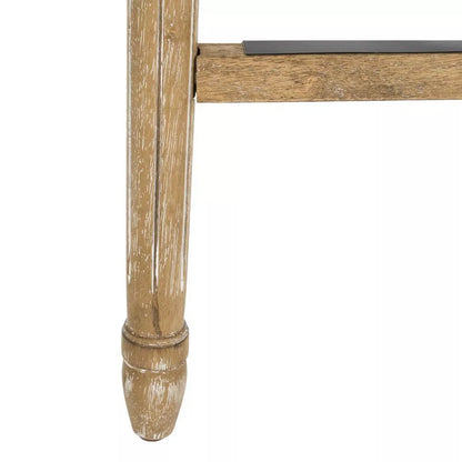 Buchanan Set of 2 Rustic Oak Bar Stools – Beige Linen