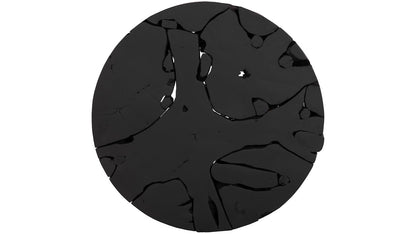 Teak Chunk Round Coffee Table – 36″ Black Reclaimed Wood