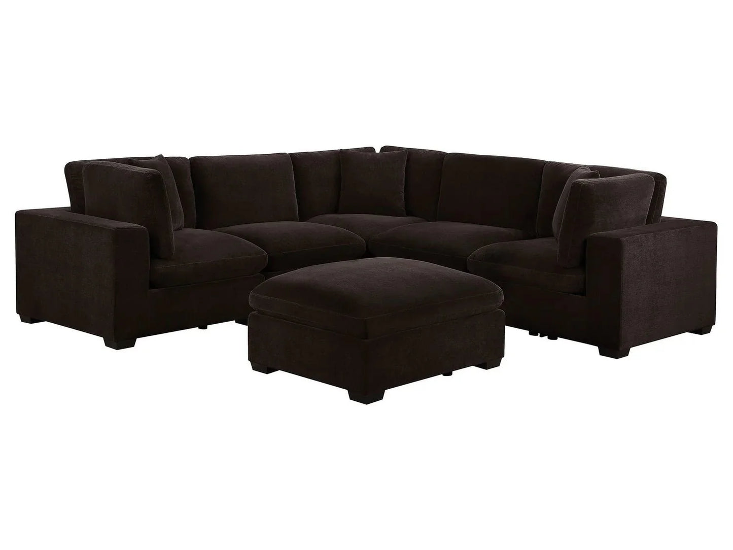 Lakeview 6pc Modular Sectional Sofa – Chocolate Velvet