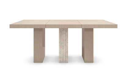Unity Light Dining Table – Sun Drenched Oak, Travertine Base