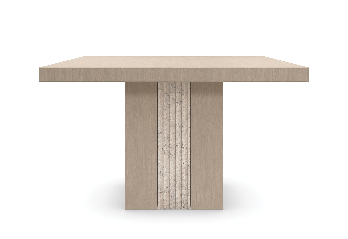 Unity Light Dining Table – Sun Drenched Oak, Travertine Base