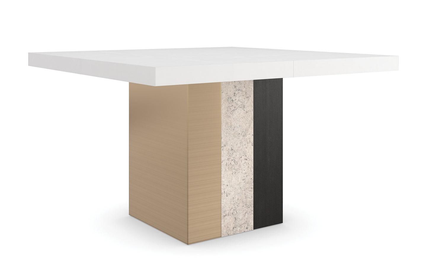 Unity Dark Dining Table – Burnished Adobe Top, Stone Base