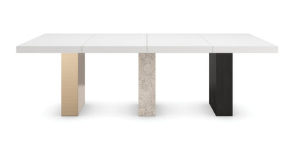 Unity Dark Dining Table – Burnished Adobe Top, Stone Base