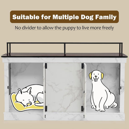 Mcombo Large Dog Crate Furniture TV Stand,Wooden Dog Kennel with Double Doors 1861