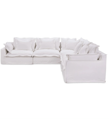 Olivia Corner Sectional – Shell White, Livesmart Fabric