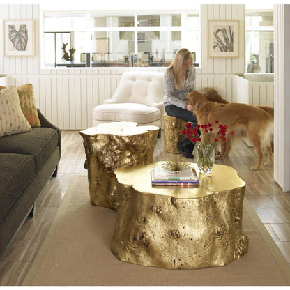 Log Coffee Table in Gold Leaf – Modern Organic 36″