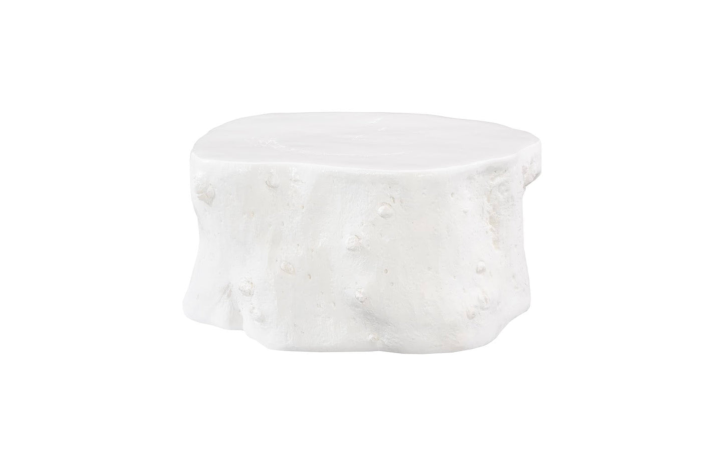 Log Coffee Table in Gel Coat White – Modern Organic 36″