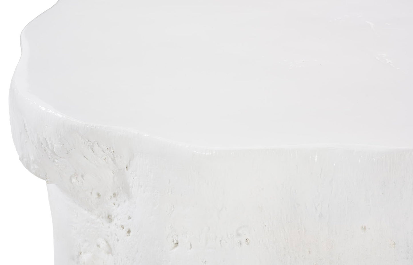 Log Coffee Table in Gel Coat White – Modern Organic 36″