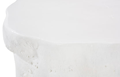 Log Coffee Table in Gel Coat White – Modern Organic 36″