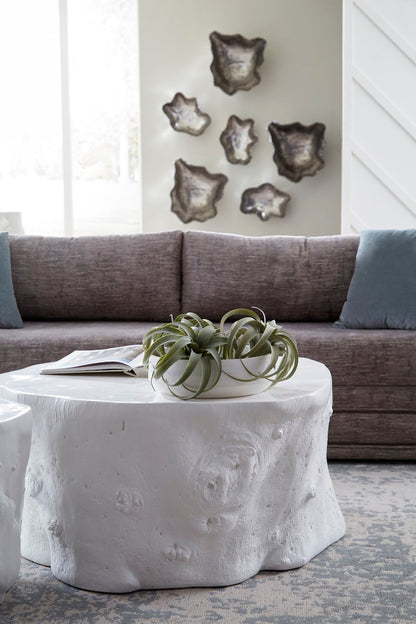 Log Coffee Table in Gel Coat White – Modern Organic 36″
