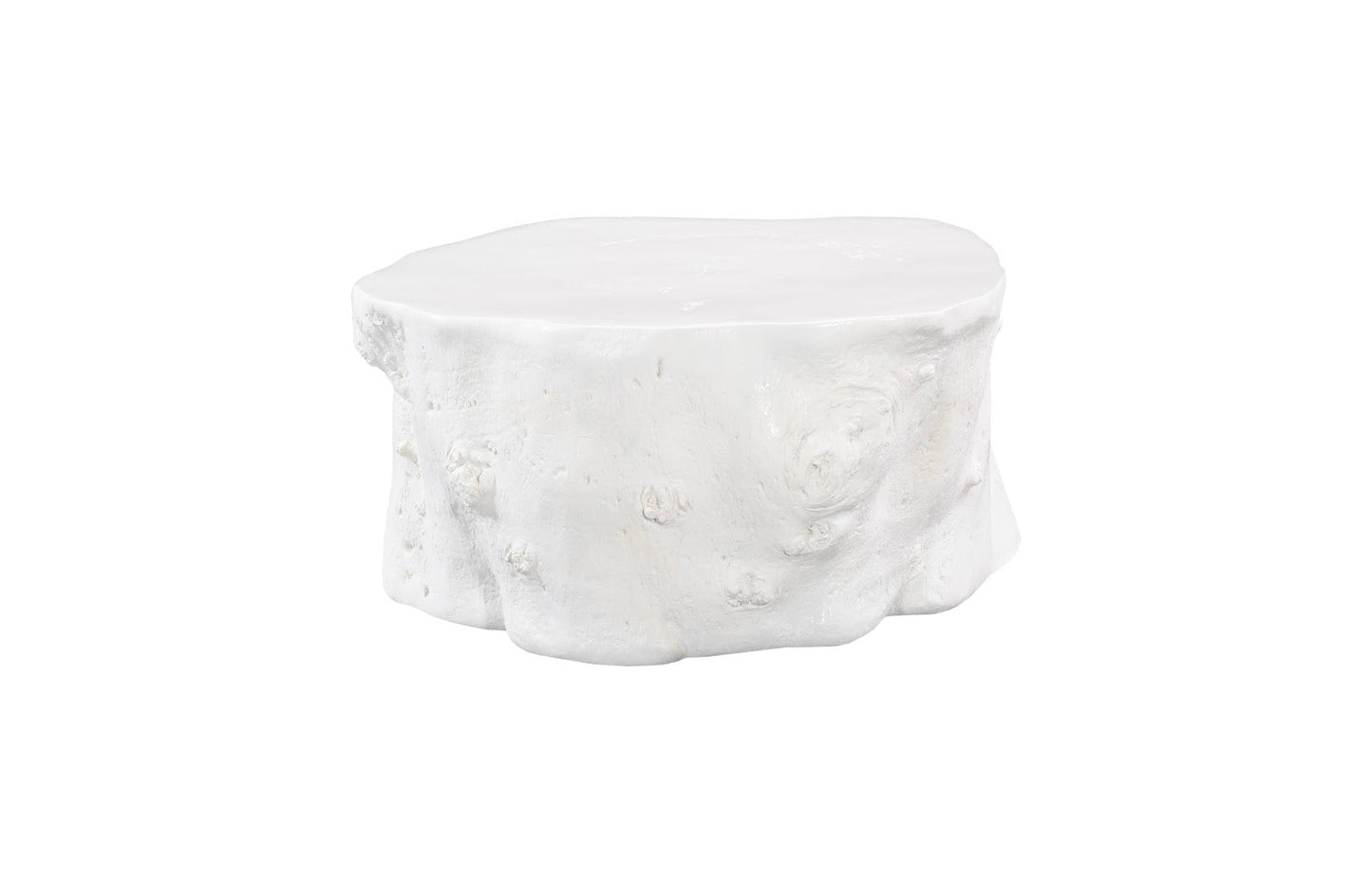 Log Coffee Table in Gel Coat White – Modern Organic 36″