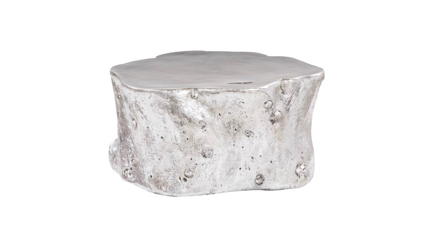 Log Coffee Table in Silver Leaf – Modern Organic 36″
