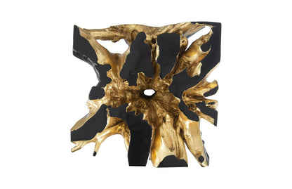 Noir Cast Root Coffee Table in Black & Gold Leaf