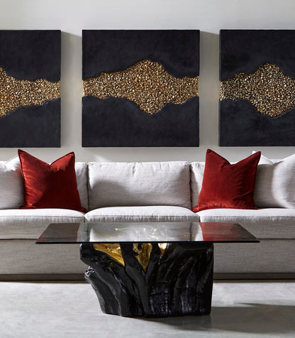 Noir Cast Root Coffee Table in Black & Gold Leaf