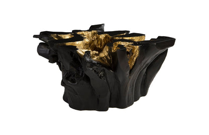 Noir Cast Root Coffee Table in Black & Gold Leaf