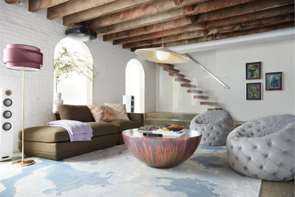 Patina Drum Coffee Table – Resin with Acid Washed Copper