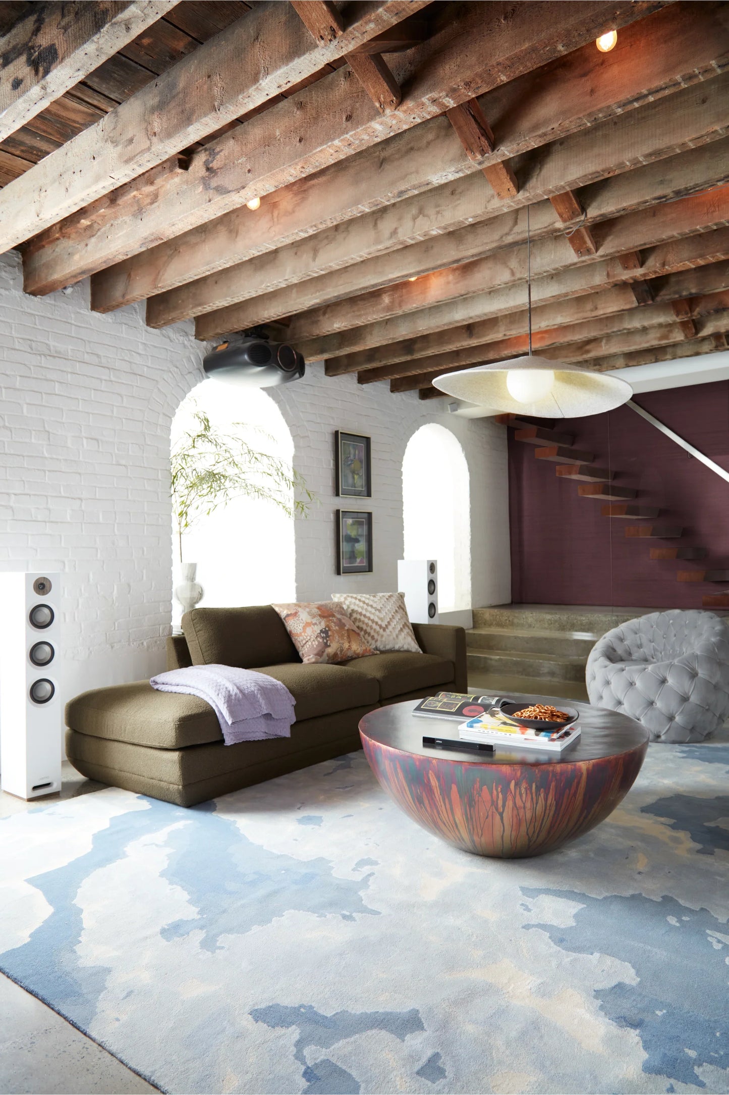 Patina Drum Coffee Table – Resin with Acid Washed Copper