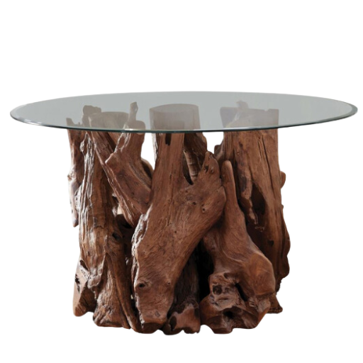 Asbury Round Dining Table – Natural Teak Wood Base