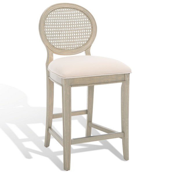 Karlee Rustic Grey Rattan Back Bar Stool Set of 2 – 43.5H