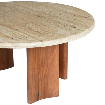 Trinsly Travertine Top Dining Table