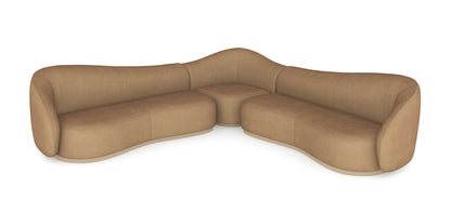 Kalahari 3-Piece Sectional – Luxurious Camel Velvet Sofa