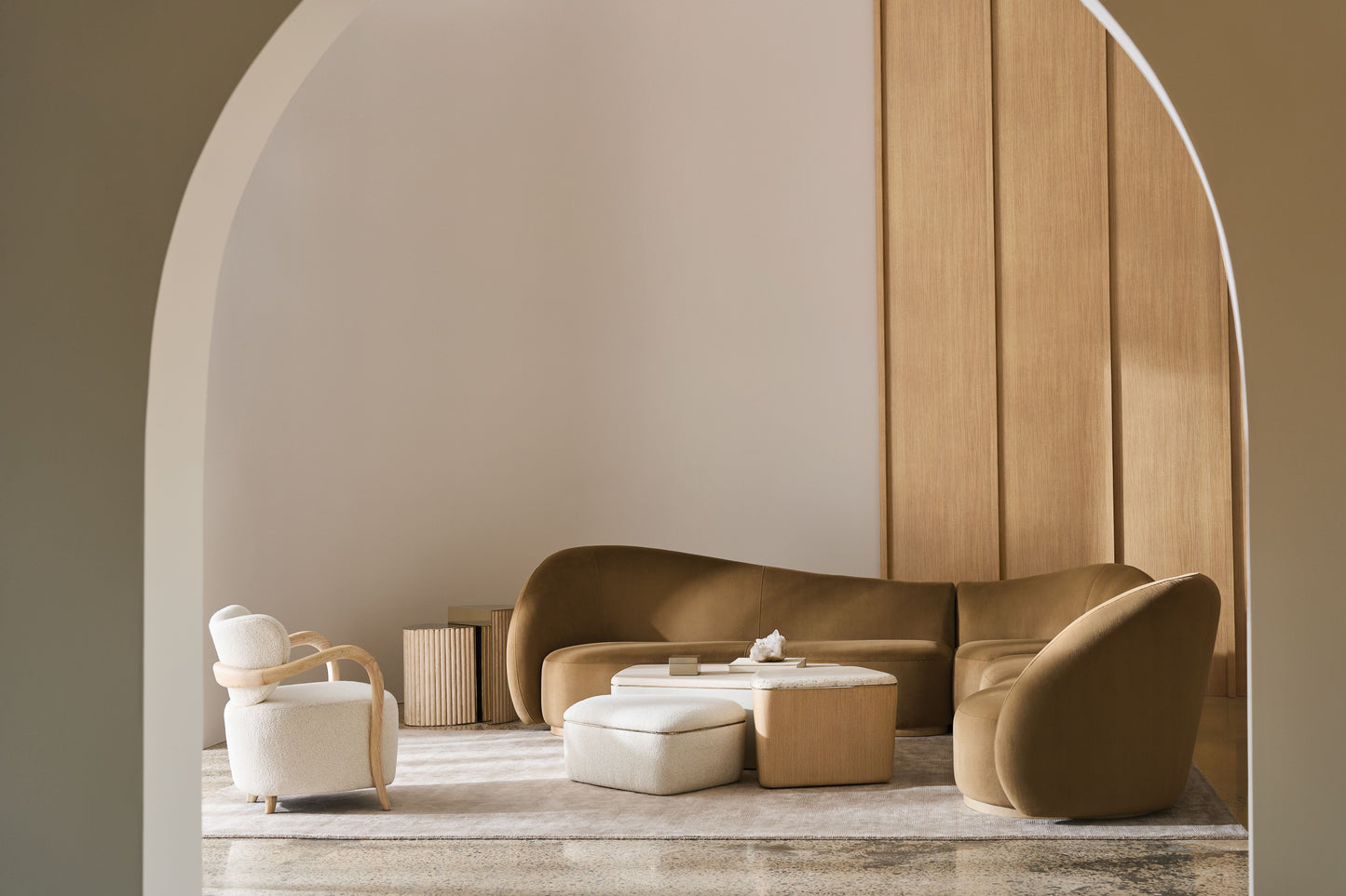 Kalahari 3-Piece Sectional – Luxurious Camel Velvet Sofa