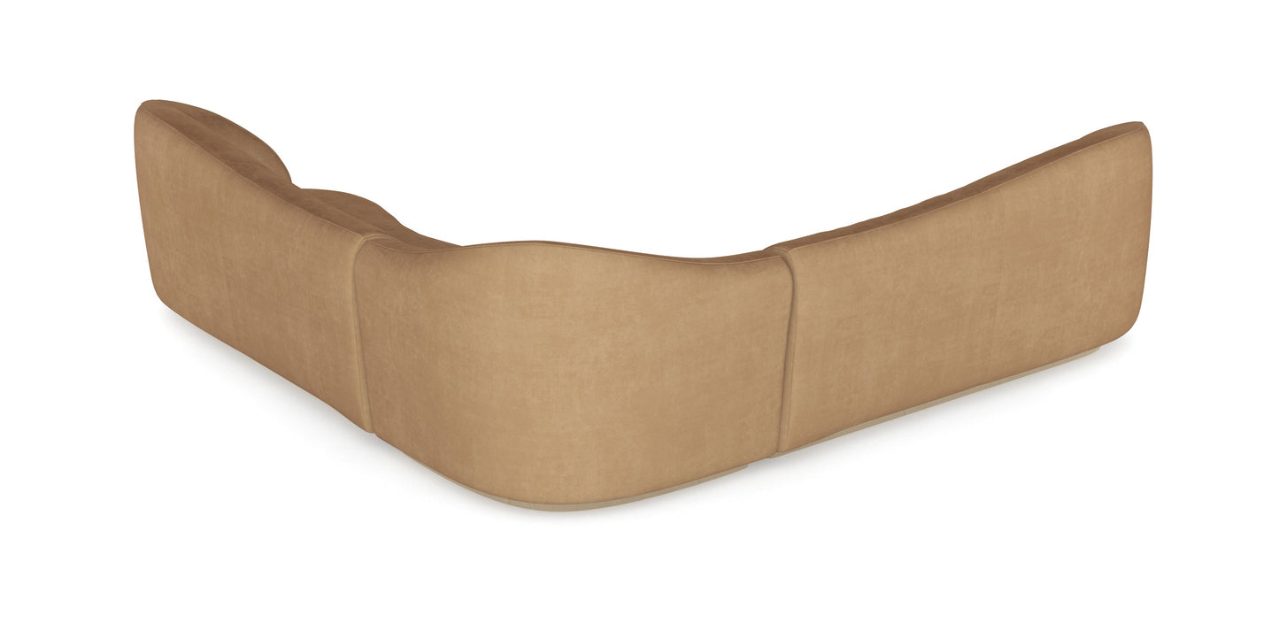 Kalahari 3-Piece Sectional – Luxurious Camel Velvet Sofa