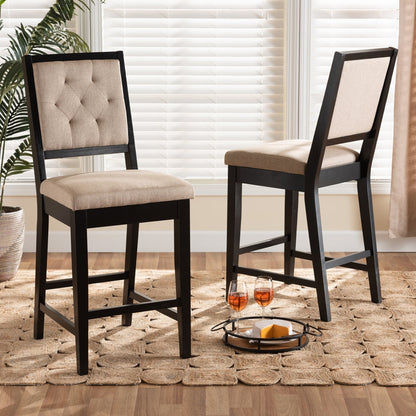 Gideon Set of 2 Dark Brown & Sand Bar Stools – Modern Design