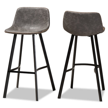 Tani Set of 2 Stitched Grey Bar Stools – Industrial Design