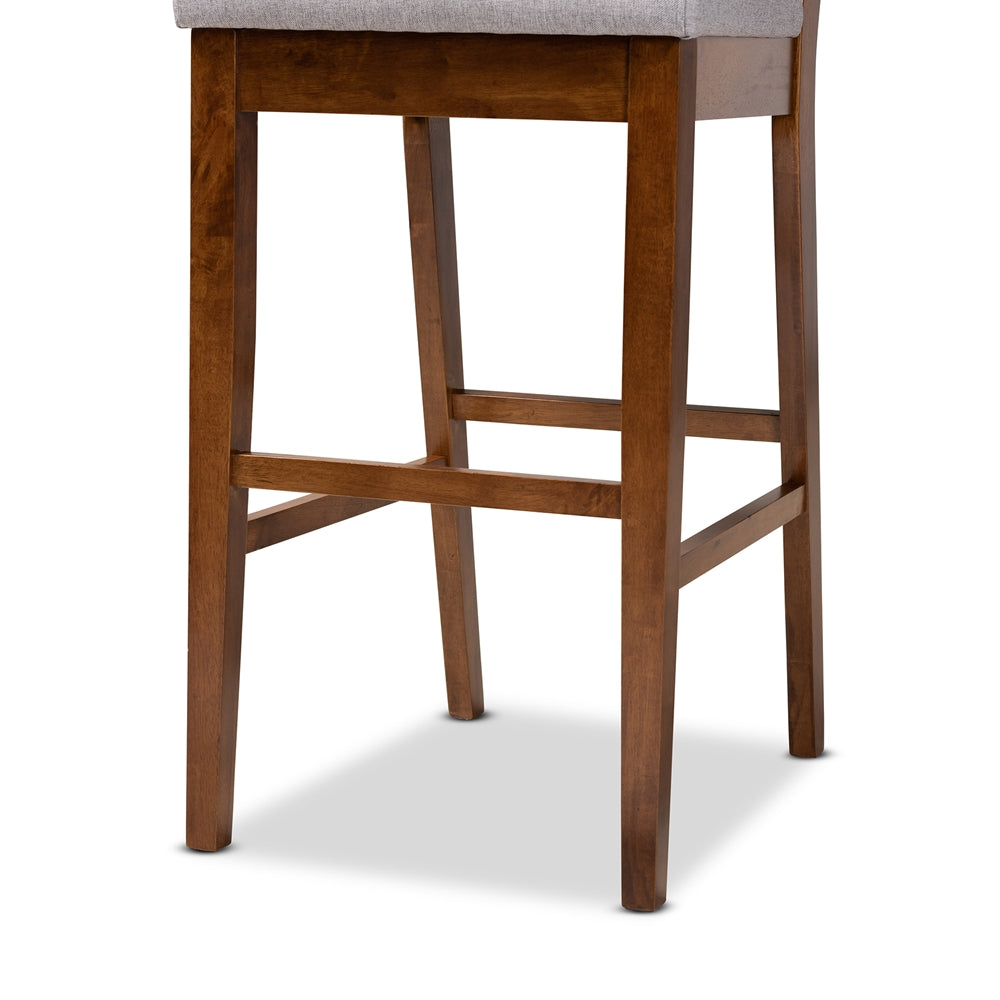 Gideon Set of 2 Walnut Brown & Grey Bar Stools–Modern Design