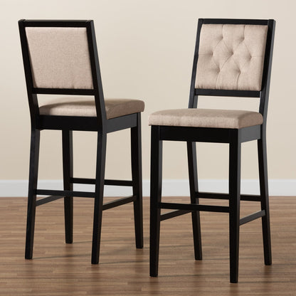 Gideon Set of 2 Dark Brown & Sand Bar Stools – Modern Design