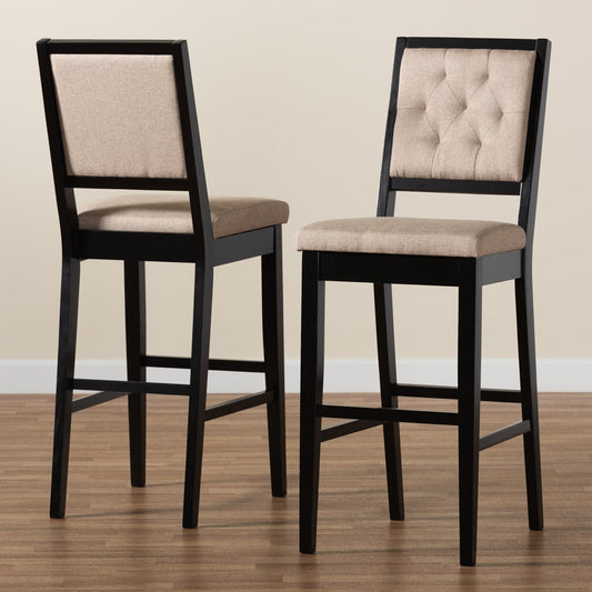 Gideon Set of 2 Dark Brown & Sand Bar Stools – Modern Design