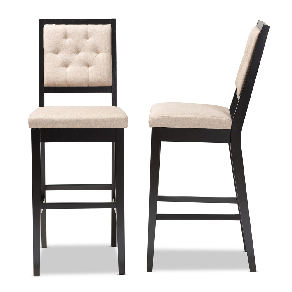 Gideon Set of 2 Dark Brown & Sand Bar Stools – Modern Design