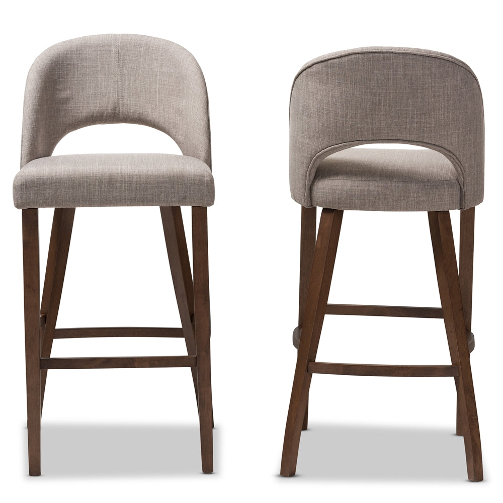 Set of 2 Melrose Light Grey Upholstery with Walnut Wood