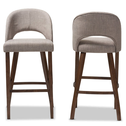 Set of 2 Melrose Light Grey Upholstery with Walnut Wood