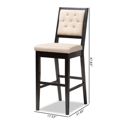 Gideon Set of 2 Dark Brown & Sand Bar Stools – Modern Design