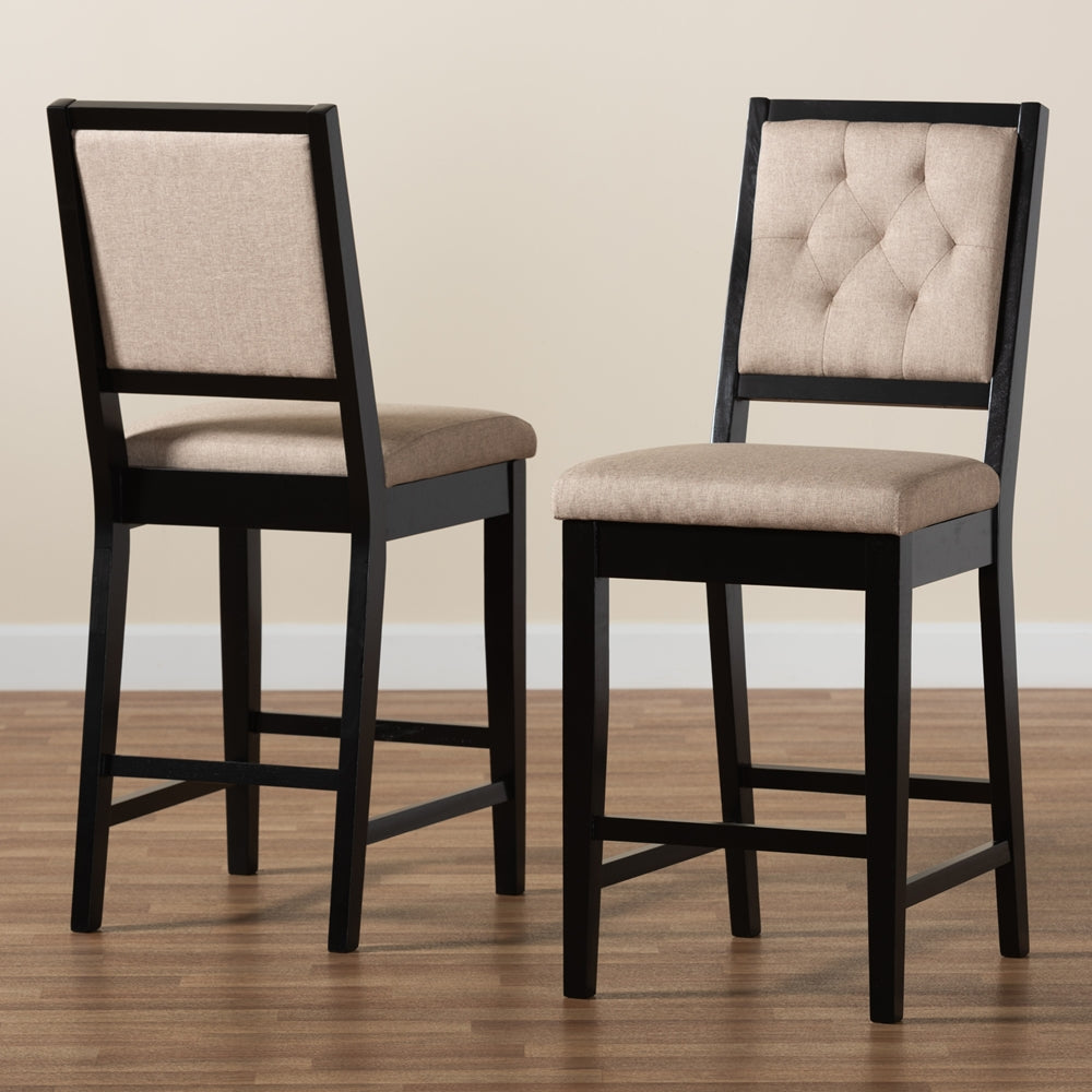 Gideon Set of 2 Dark Brown & Sand Bar Stools – Modern Design
