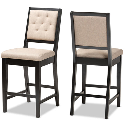 Gideon Set of 2 Dark Brown & Sand Bar Stools – Modern Design
