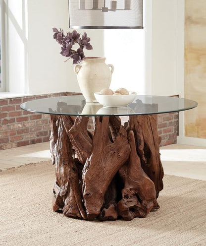 Asbury Round Dining Table – Natural Teak Wood Base