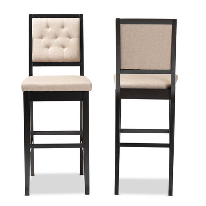 Gideon Set of 2 Dark Brown & Sand Bar Stools – Modern Design