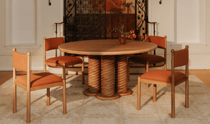 Treccia 60 Round Dining Table – Solid Oak & Iron Pedestal