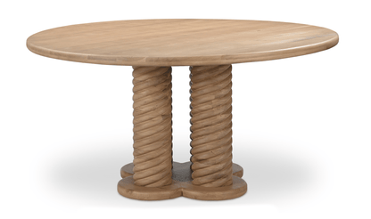 Treccia 60 Round Dining Table – Solid Oak & Iron Pedestal