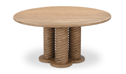 Treccia 60 Round Dining Table – Solid Oak & Iron Pedestal