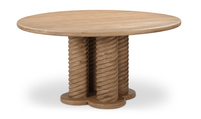 Treccia 60 Round Dining Table – Solid Oak & Iron Pedestal